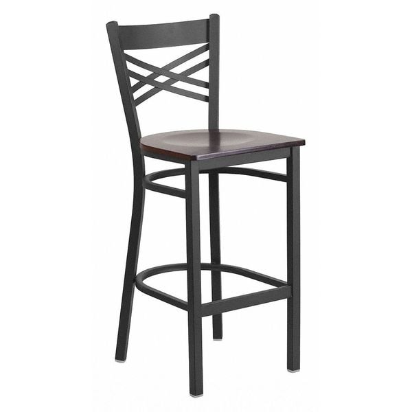 Flash Furniture Restaurant Stool, X Back, Walnut Seat - XU-6F8BXBK-BAR-WALW-GG