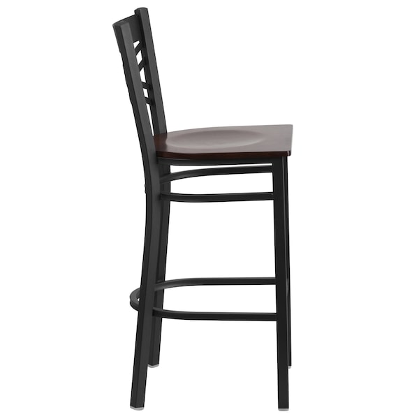 Flash Furniture Restaurant Stool, X Back, Walnut Seat - XU-6F8BXBK-BAR-WALW-GG