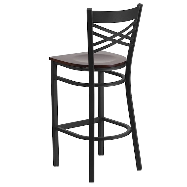 Flash Furniture Restaurant Stool, X Back, Walnut Seat - XU-6F8BXBK-BAR-WALW-GG