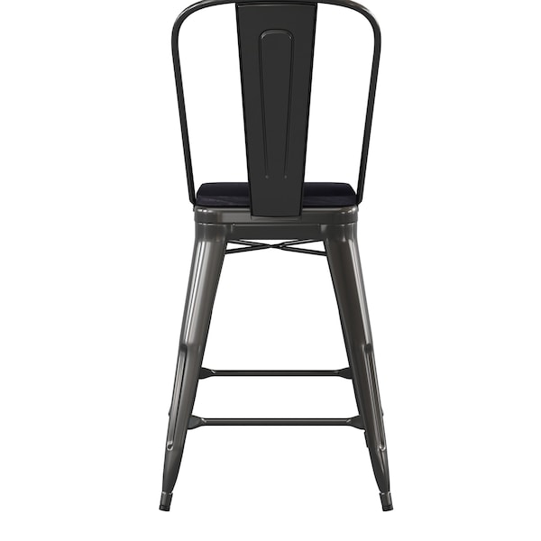 Flash Furniture 24" Black Metal Counter Stool-Black Poly Seat - CH-31320-24GB-BK-PL2B-GG