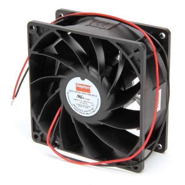 Dayton Axial Fan, Square, 24V DC, - Phase, PBT Plastic, 3 5/8 in W. - 2RTJ3