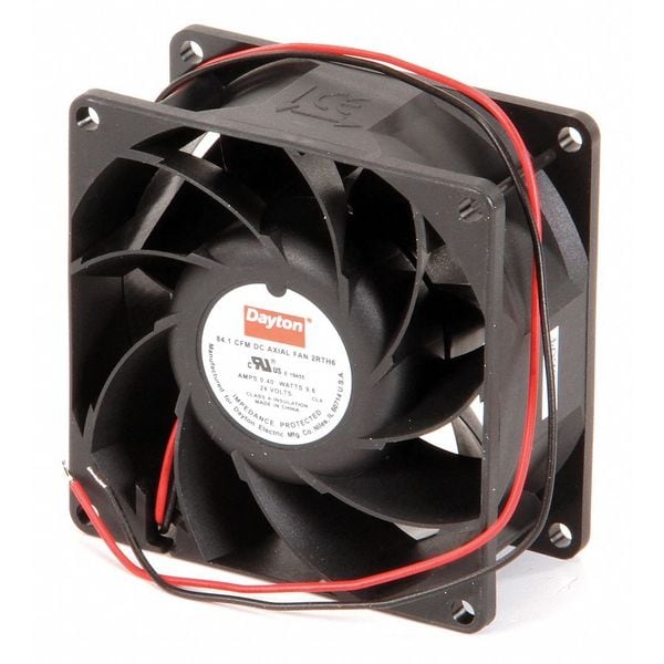 Dayton Axial Fan, Square, 24V DC, - Phase, PBT Plastic, 3 1/8 in W. - 2RTH6