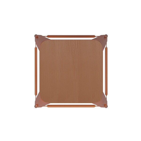 Flash Furniture 24" Orange Metal Stool-Teak Poly Seat - CH-31320-24-OR-PL2T-GG