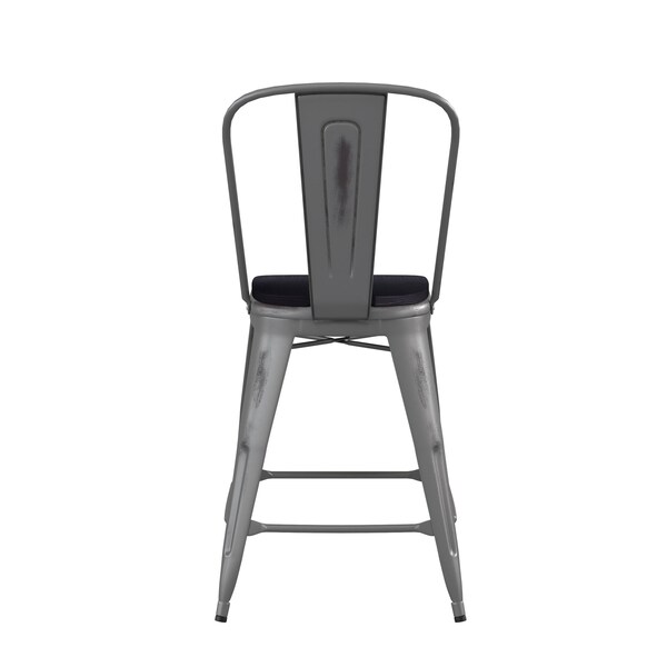 Flash Furniture Clear Coat Metal Counter Stool & Black Poly Seat - XU-DG-TP001B-24-PL1B-GG