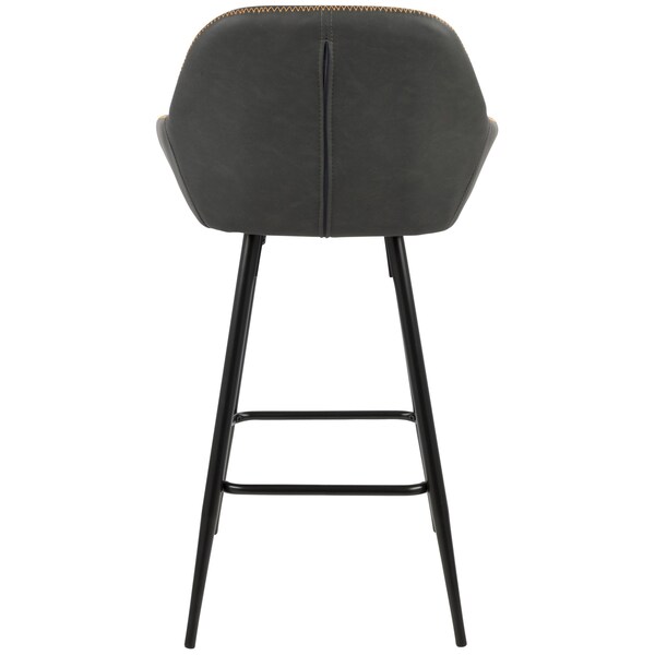 Lumisource Clubhouse Counter Stool and Black and Grey Faux Leather, PK 2 - B26-CLB BK+GY2
