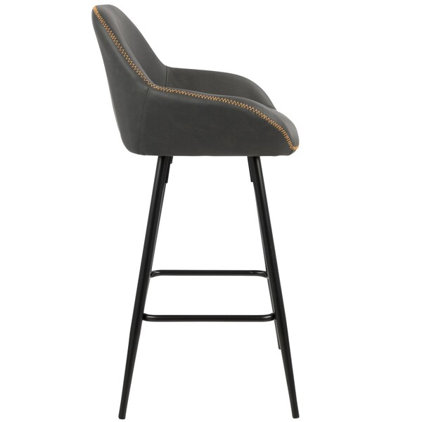 Lumisource Clubhouse Counter Stool and Black and Grey Faux Leather, PK 2 - B26-CLB BK+GY2