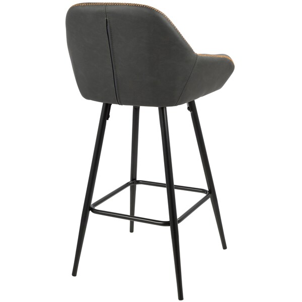 Lumisource Clubhouse Counter Stool and Black and Grey Faux Leather, PK 2 - B26-CLB BK+GY2