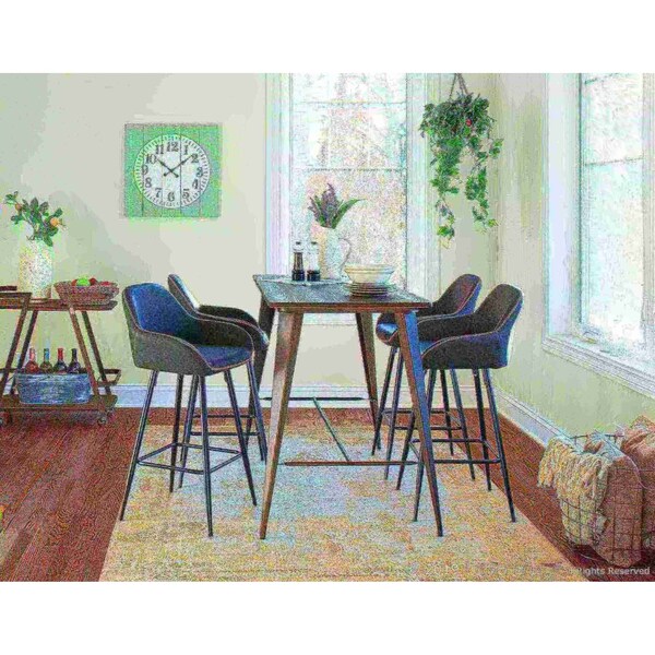 Lumisource Clubhouse Counter Stool and Black and Grey Faux Leather, PK 2 - B26-CLB BK+GY2