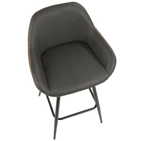 Lumisource Clubhouse Counter Stool and Black and Grey Faux Leather, PK 2 - B26-CLB BK+GY2