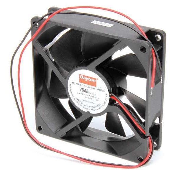 Dayton Axial Fan, Square, 12V DC, - Phase, PBT Plastic, 3 5/8 in W. - 6KD69