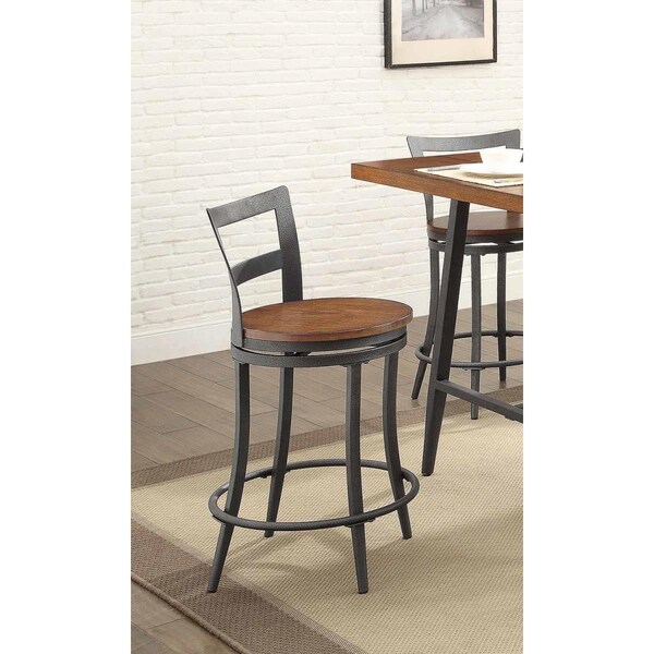 Made4Mattress 16.5 in. dia. x 35.5 in. Selbyville Swivel Counter Height Chair - Cherry, 2PK - MA1360915