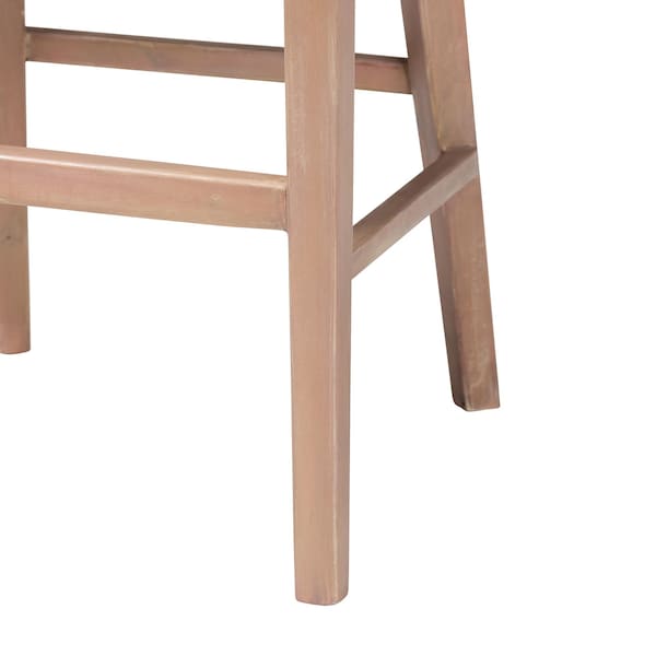 Bali & Pari Papua Modern Bohemian Antique White Washed Rattan and Mahogany Wood Counter Stool - 243-13490-ZORO