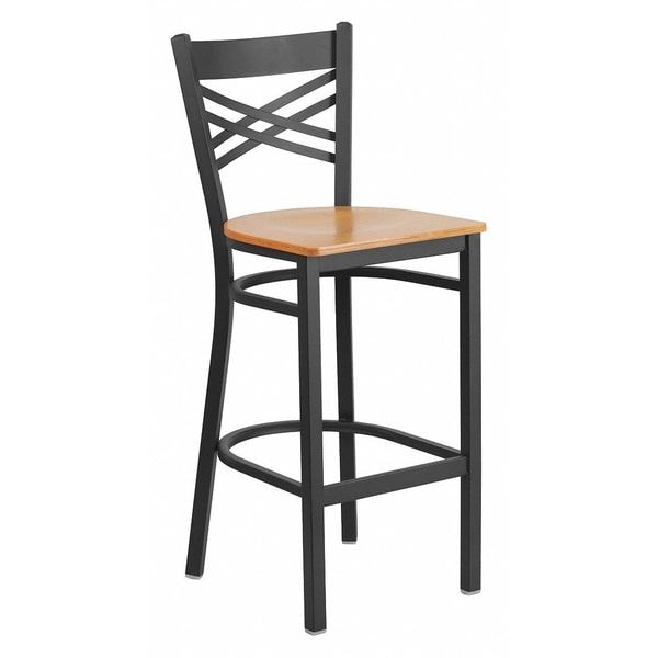 Flash Furniture Restaurant Stool, X Back, Natural Seat - XU-6F8BXBK-BAR-NATW-GG