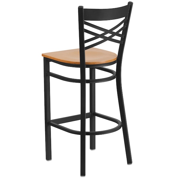 Flash Furniture Restaurant Stool, X Back, Natural Seat - XU-6F8BXBK-BAR-NATW-GG