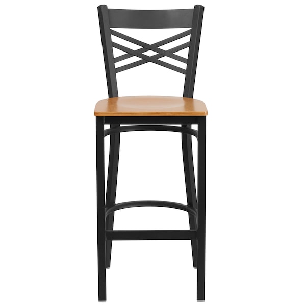 Flash Furniture Restaurant Stool, X Back, Natural Seat - XU-6F8BXBK-BAR-NATW-GG