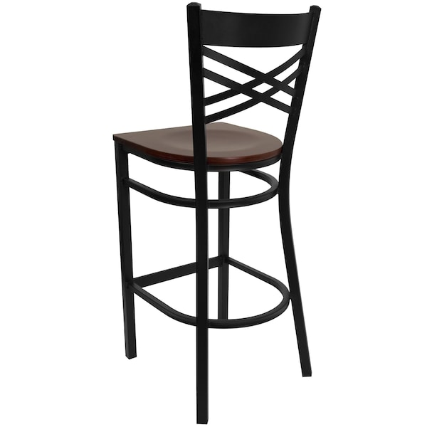 Flash Furniture Restaurant Stool, X Back, Mahogany Seat - XU-6F8BXBK-BAR-MAHW-GG