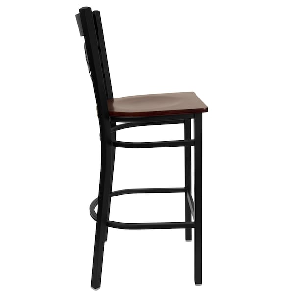 Flash Furniture Restaurant Stool, X Back, Mahogany Seat - XU-6F8BXBK-BAR-MAHW-GG