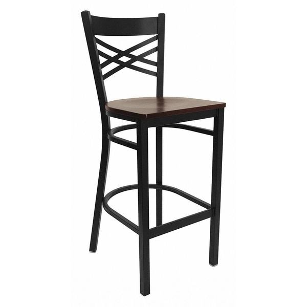 Flash Furniture Restaurant Stool, X Back, Mahogany Seat - XU-6F8BXBK-BAR-MAHW-GG