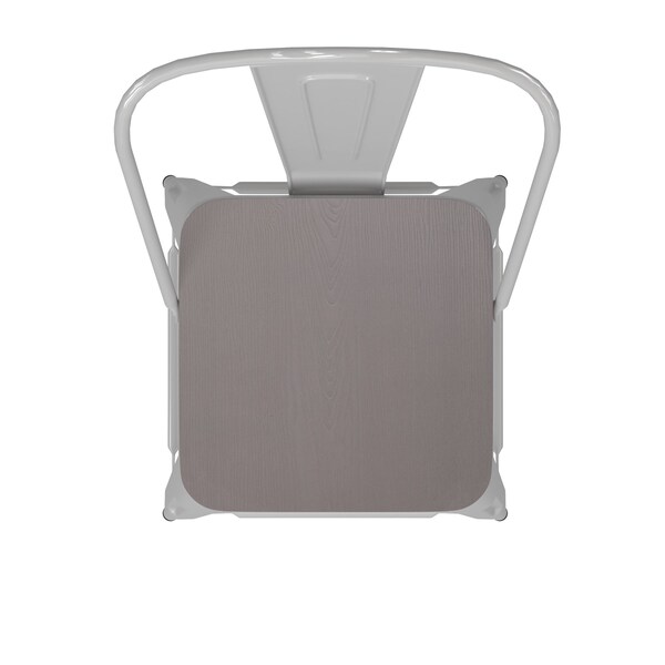 Flash Furniture 30" White Metal Counter Stool-Gray Poly Seat - CH-31320-30GB-WH-PL2G-GG