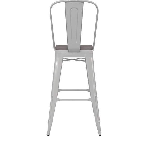 Flash Furniture 30" White Metal Counter Stool-Gray Poly Seat - CH-31320-30GB-WH-PL2G-GG