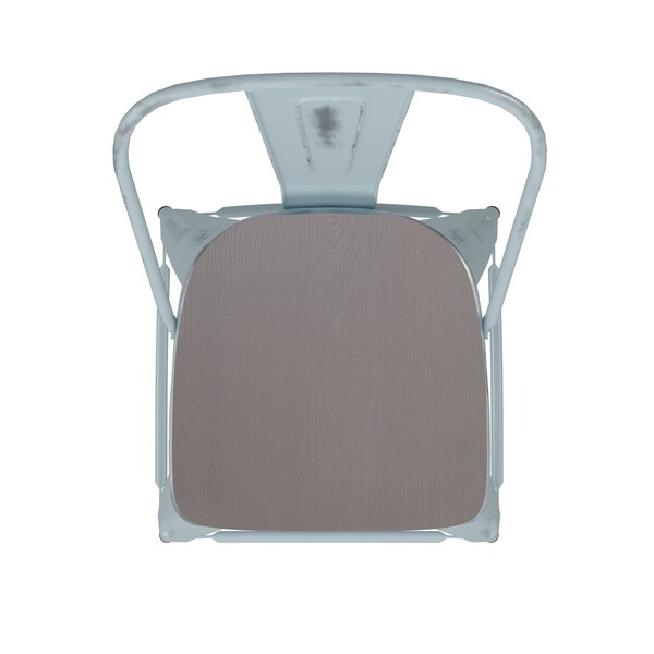 Flash Furniture Green-Blue Metal Stool with Gray Poly Seat - ET-3534-24-DB-PL1G-GG