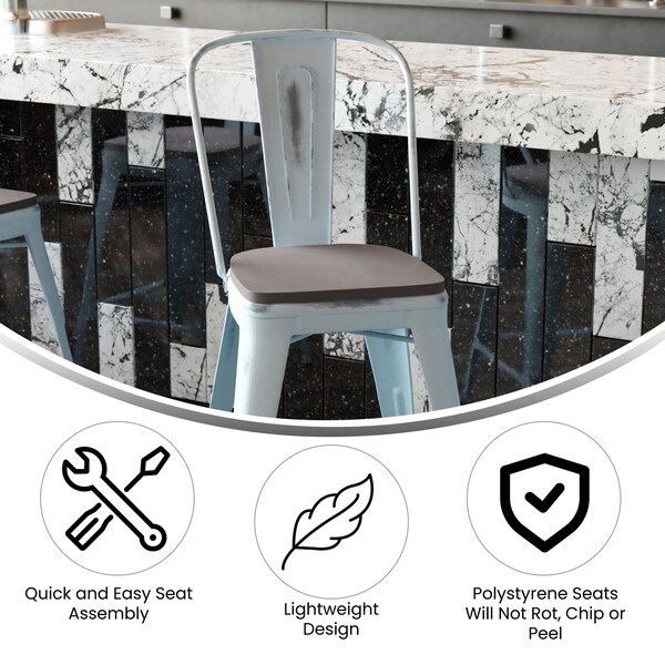 Flash Furniture Green-Blue Metal Stool with Gray Poly Seat - ET-3534-24-DB-PL1G-GG