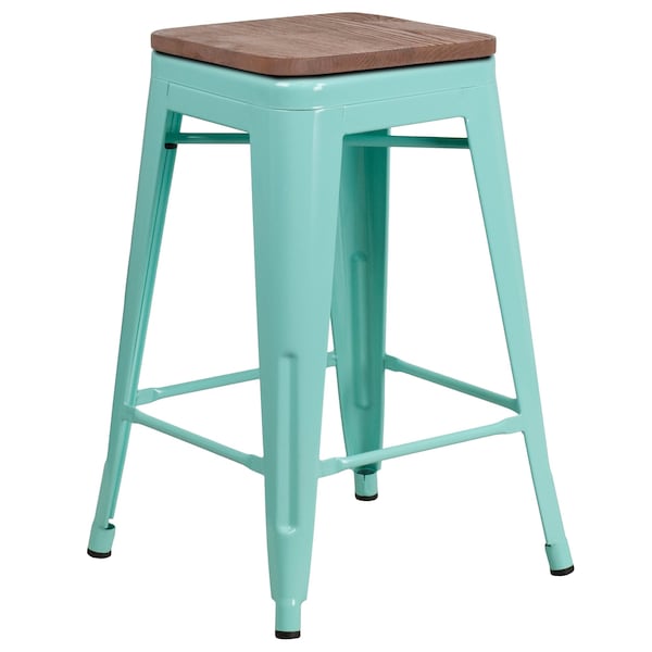 Flash Furniture No Back Metal Stool, 24", Mint - ET-BT3503-24-MINT-WD-GG