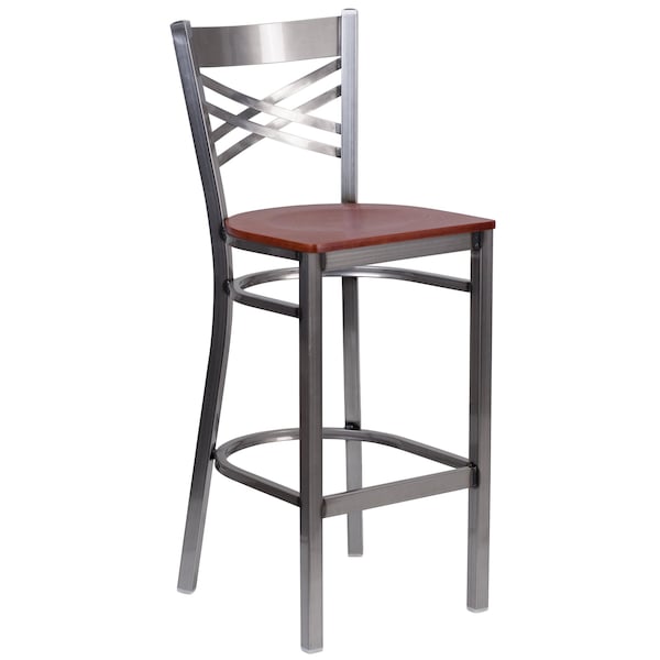Flash Furniture Restaurant Barstool, Metal X Bck, Chy Woo - XU-6F8B-CLR-BAR-CHYW-GG