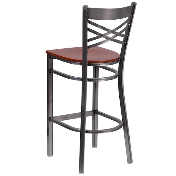 Flash Furniture Restaurant Barstool, Metal X Bck, Chy Woo - XU-6F8B-CLR-BAR-CHYW-GG