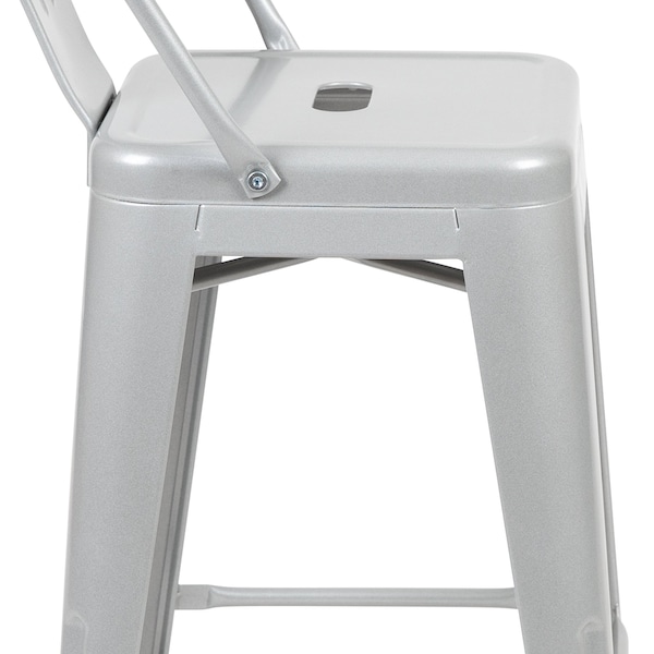 Flash Furniture 24" High Silver Metal Counter Height Stool w/Back - CH-31320-24GB-SIL-GG