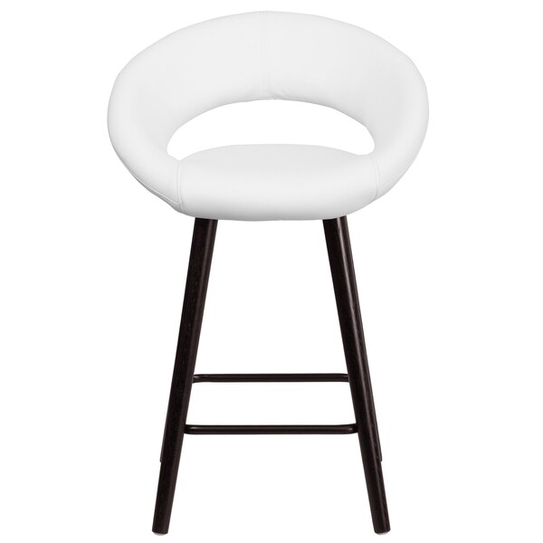 Flash Furniture White Vinyl Counter Stool, 24"H, Caster Type: Glides - CH-152551-WH-VY-GG