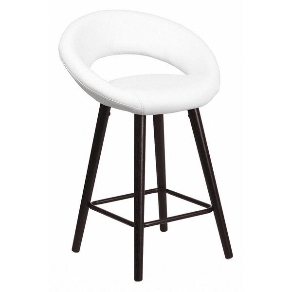 Flash Furniture White Vinyl Counter Stool, 24"H, Caster Type: Glides - CH-152551-WH-VY-GG