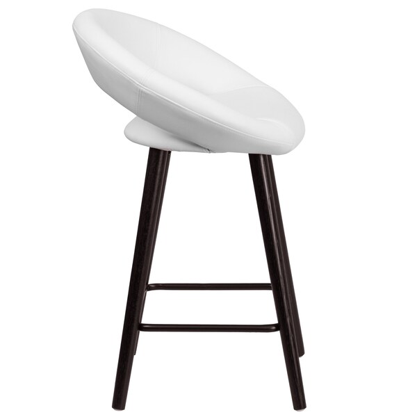Flash Furniture White Vinyl Counter Stool, 24"H, Caster Type: Glides - CH-152551-WH-VY-GG