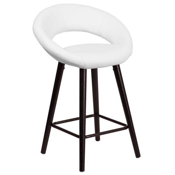 Flash Furniture White Vinyl Counter Stool, 24"H, Caster Type: Glides - CH-152551-WH-VY-GG