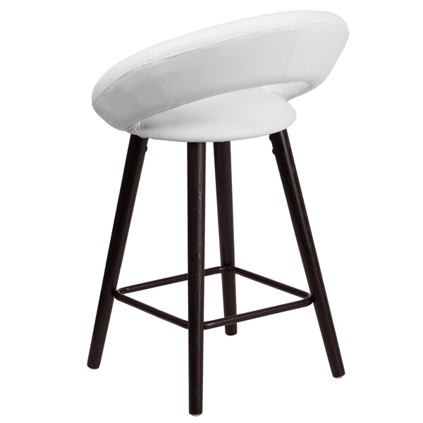 Flash Furniture White Vinyl Counter Stool, 24"H, Caster Type: Glides - CH-152551-WH-VY-GG