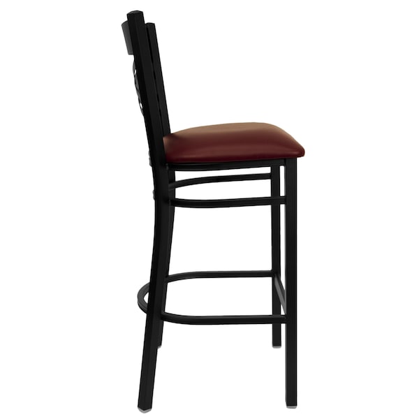 Flash Furniture Restaurant Stool, X Back, Burgundy Seat - XU-6F8BXBK-BAR-BURV-GG