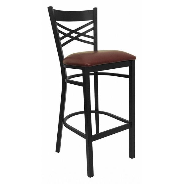 Flash Furniture Restaurant Stool, X Back, Burgundy Seat - XU-6F8BXBK-BAR-BURV-GG