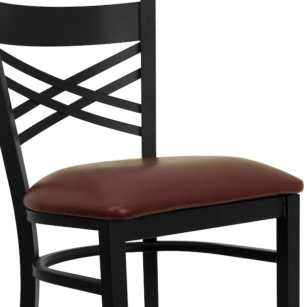 Flash Furniture Restaurant Stool, X Back, Burgundy Seat - XU-6F8BXBK-BAR-BURV-GG