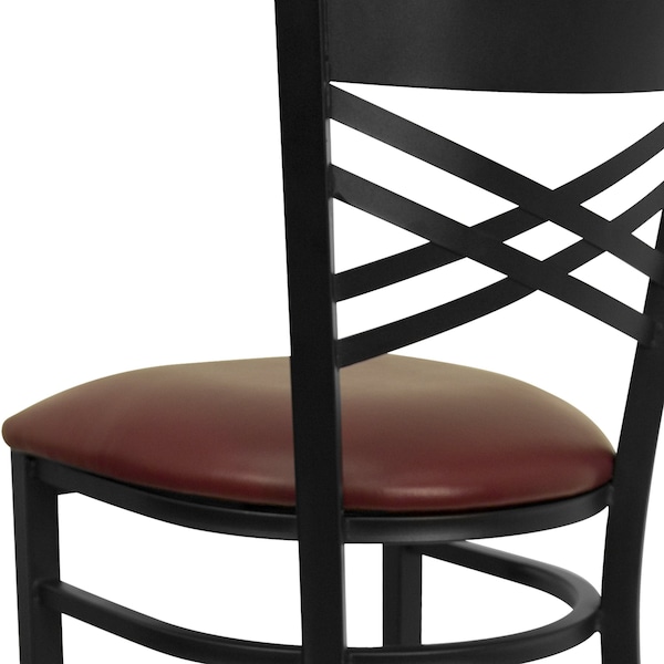 Flash Furniture Restaurant Stool, X Back, Burgundy Seat - XU-6F8BXBK-BAR-BURV-GG