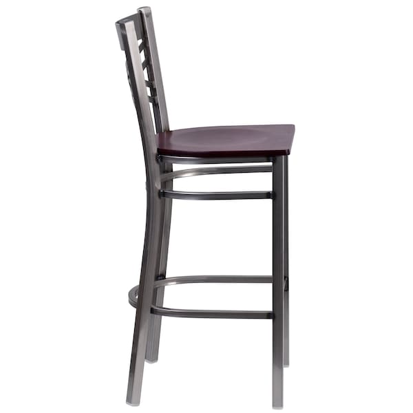 Flash Furniture Restaurant Barstool, Metal X Bck, Mah Woo - XU-6F8B-CLR-BAR-MAHW-GG