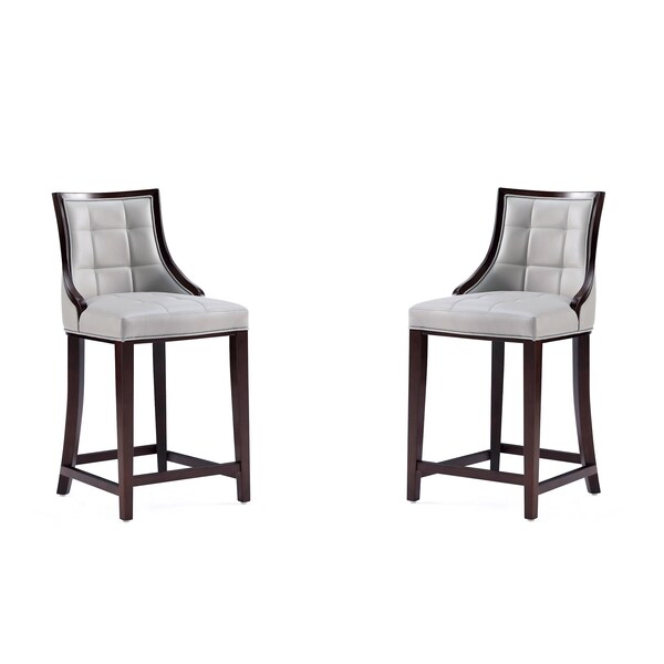 Manhattan Comfort Fifth Avenue Faux Leather Counter Stool in Light Grey - Set of 2 - 2-CS012-LG