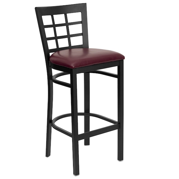 Flash Furniture Restaurant Stool, Window Back, Burg Seat - XU-DG6R7BWIN-BAR-BURV-GG