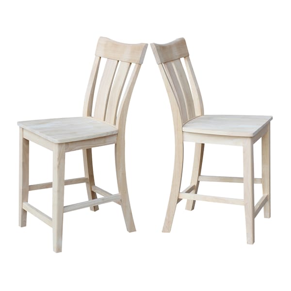 International Concepts Ava Counter Height Stool, 24" Seat Height, Unfinished - S-132