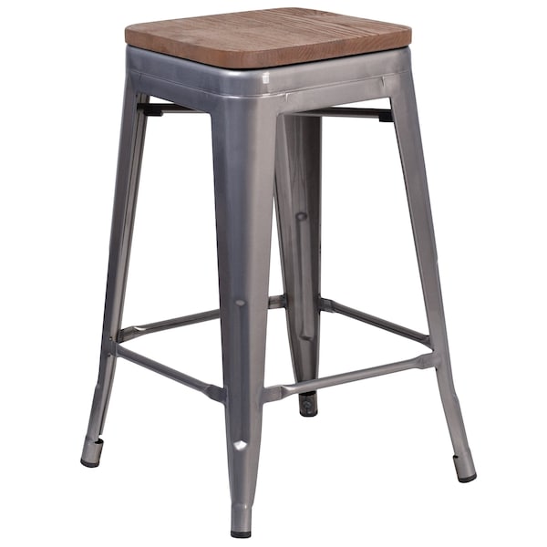 Flash Furniture 24" Clear Backless Metal Stool - XU-DG-TP0004-24-WD-GG