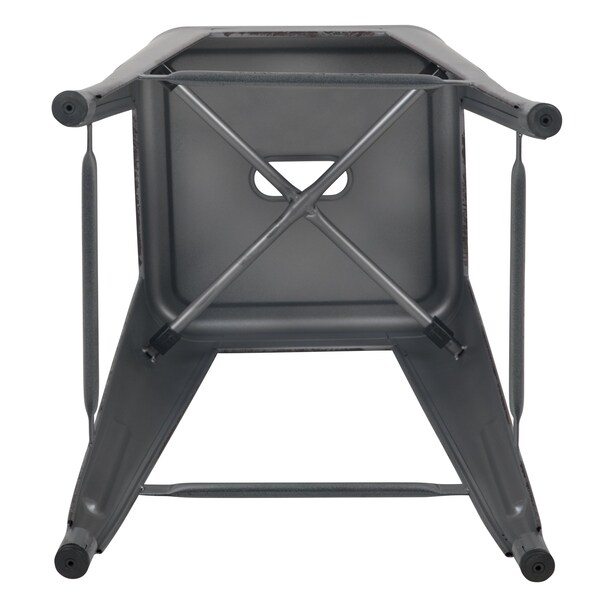 Flash Furniture 24"H Backless Distressed Silver Counter Stool - ET-BT3503-24-SIL-GG