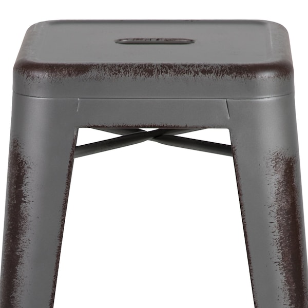 Flash Furniture 24"H Backless Distressed Silver Counter Stool - ET-BT3503-24-SIL-GG