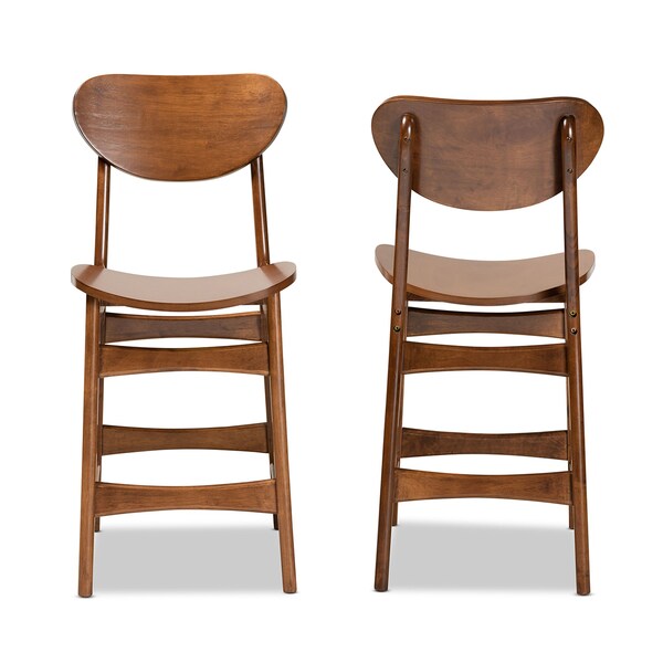 Baxton Studio Katya Mid-Century Modern Walnut Brown Finished Wood 2-Piece Counter Stool Set - 183-11640-ZORO