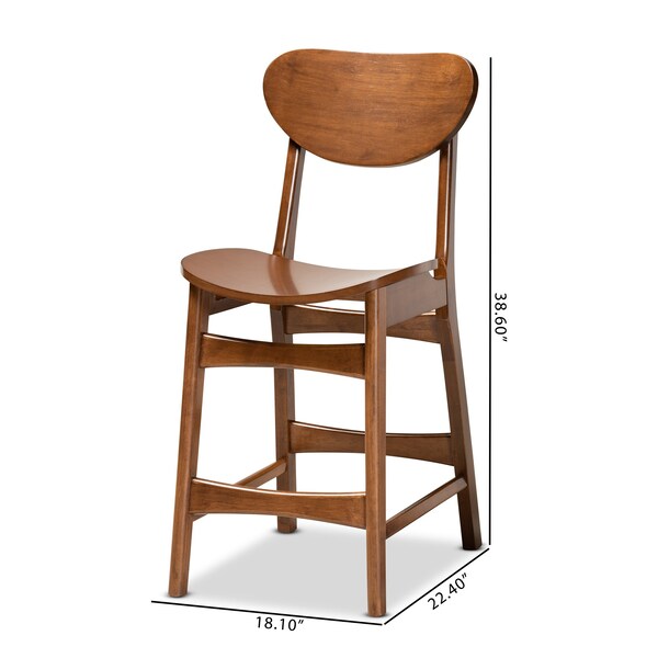 Baxton Studio Katya Mid-Century Modern Walnut Brown Finished Wood 2-Piece Counter Stool Set - 183-11640-ZORO