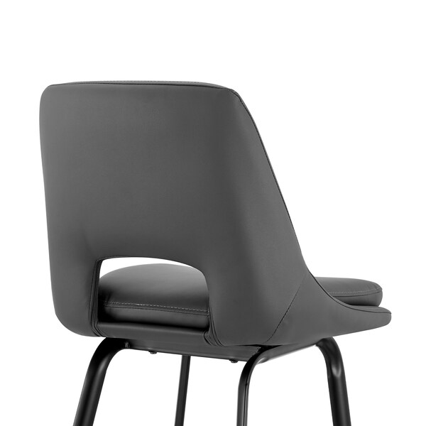 Armen Living Carise Gray Faux Leather and Black Metal Swivel 26" Counter Stool - LCCABABLGR26
