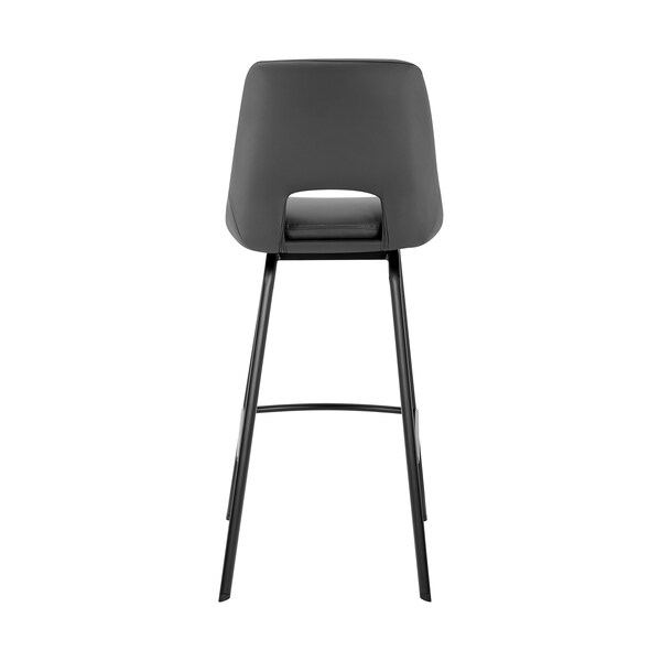 Armen Living Carise Gray Faux Leather and Black Metal Swivel 26" Counter Stool - LCCABABLGR26